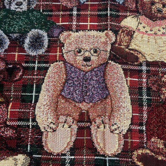 Crown Craft Vintage Teddy Bear Throw Blanket With Fringe 59" X 49" - Picture 9 of 9